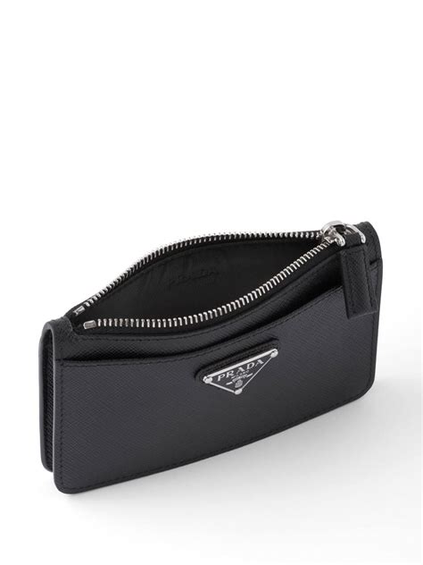 Saffiano leather card holder in black 